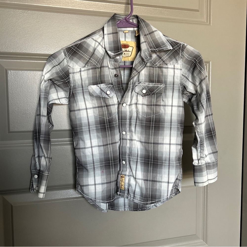 Larry Mahan cowboy collection boys pearlsnap shirt size S